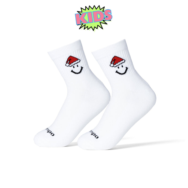 Kids Santa Smiley white golf socks with smiling Santa face design | kids, product