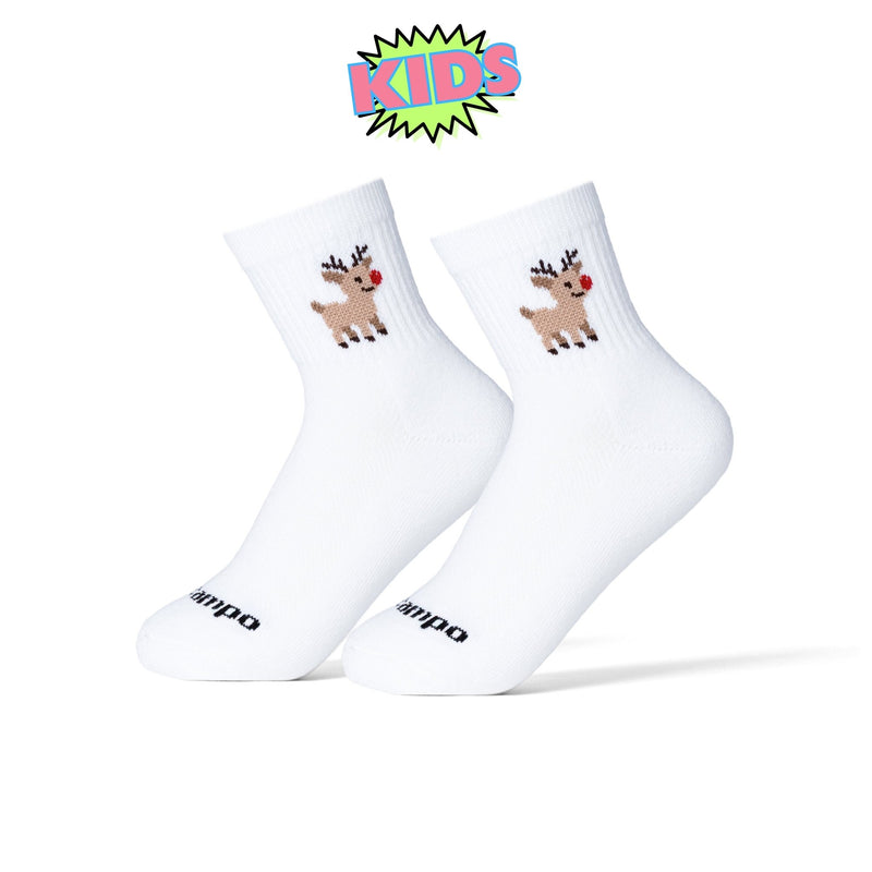 Kids Rudolph white golf socks with red-nosed reindeer design | kids, product