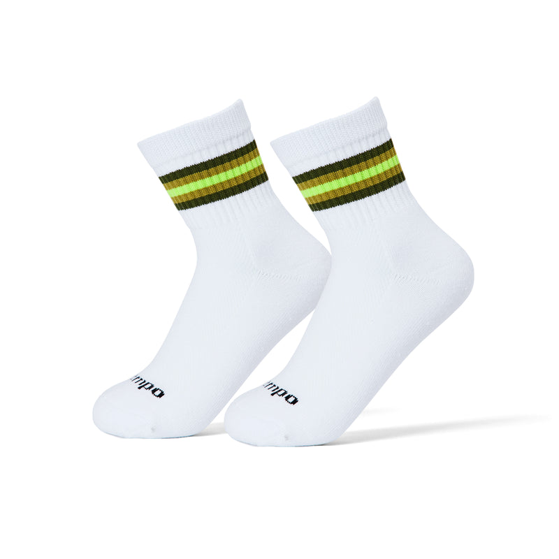 Del Campo Forest 5 Stripe golf socks, on foot