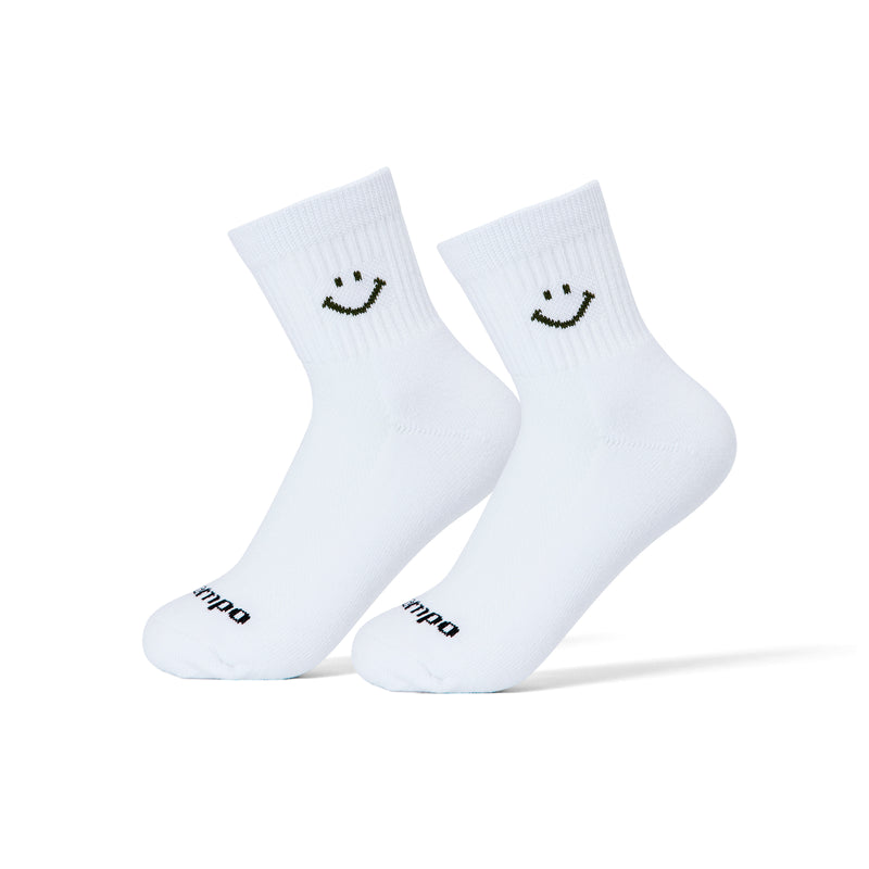 Del Campo Forest Smiley golf socks, on foot