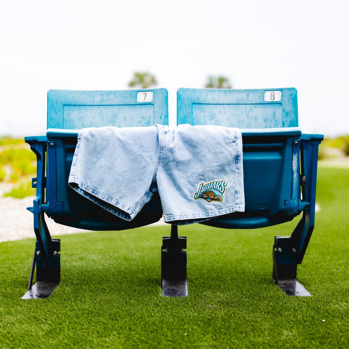 It Was Always The Jorts, officially licensed Jacksonville Jaguars stonewash denim jorts by Del Campo