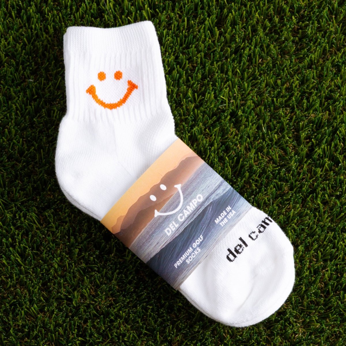 Orange Smiley - del campo golf socks | made in the USA