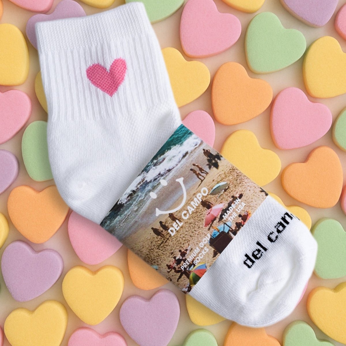 Pink Hearts - Del Campo Golf Socks | Made in USA