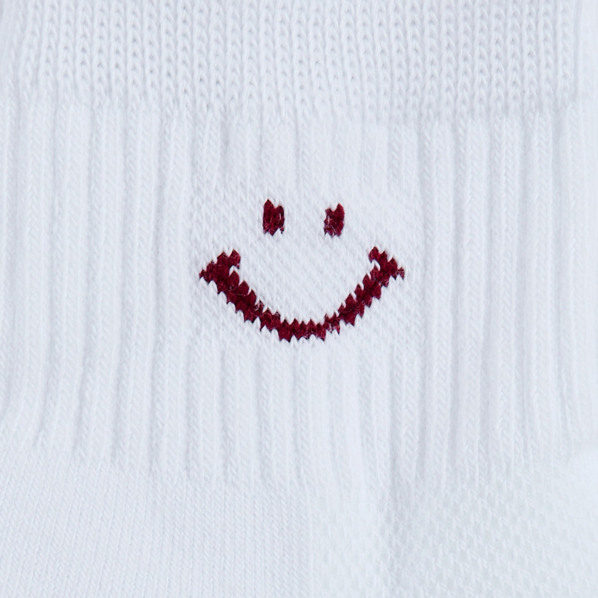 Del Campo Cardinal Smiley golf socks, close-up detail