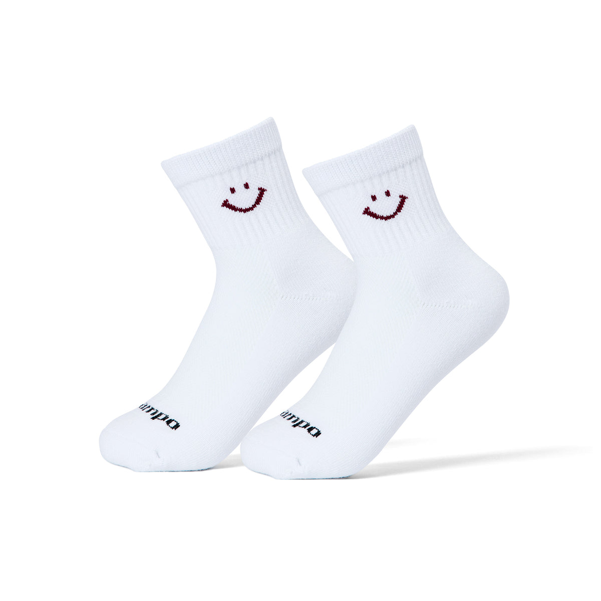 Del Campo Cardinal Smiley golf socks, on foot