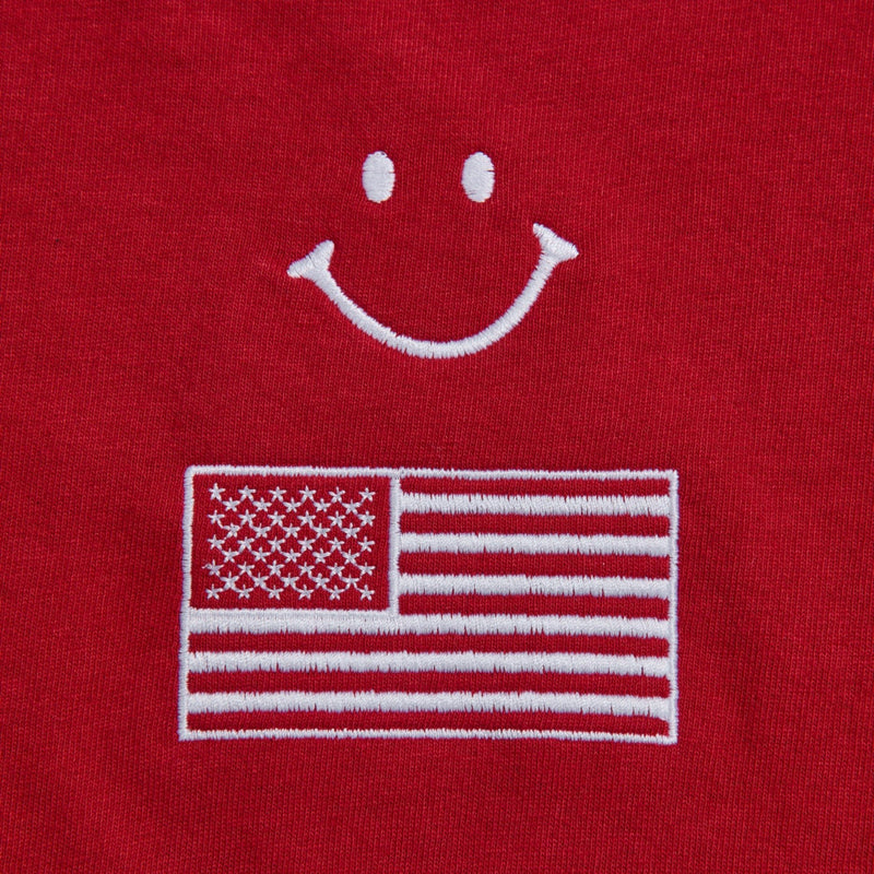 Red USA Smiley T-Shirt Apparel - del campo