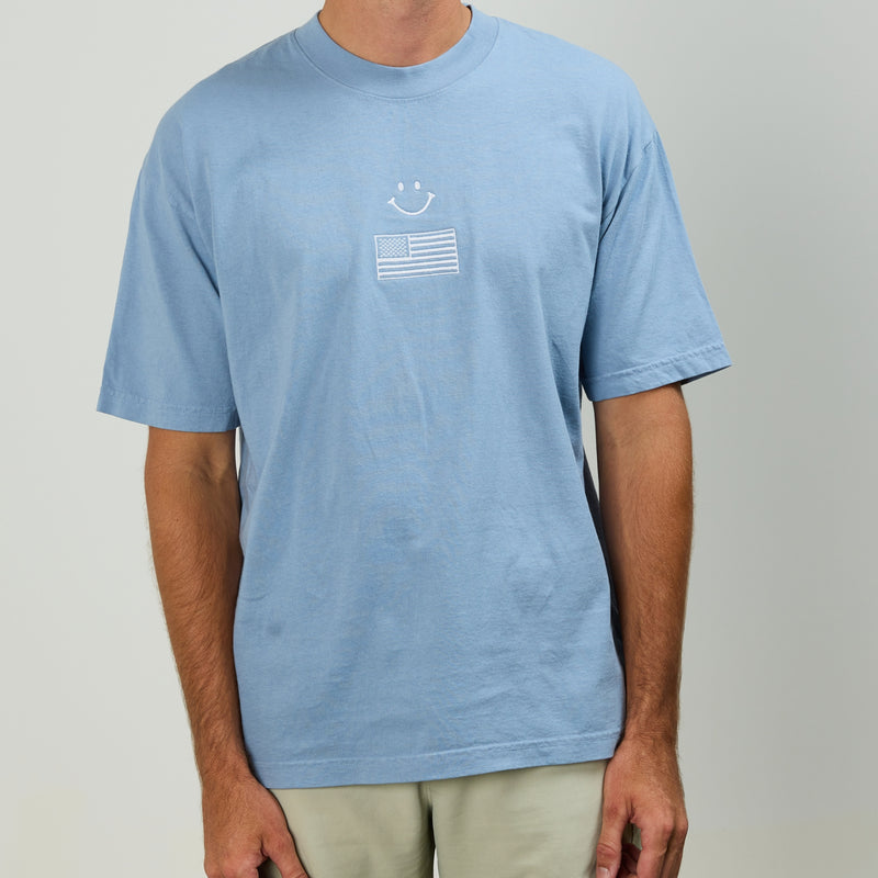 Blue USA Smiley tee