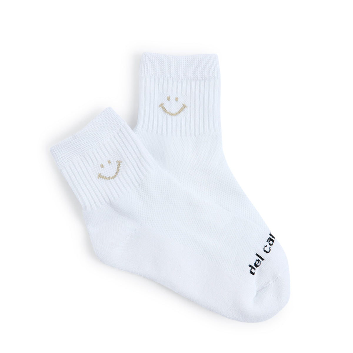 Del Campo Oatmeal Smiley golf socks, flat lay