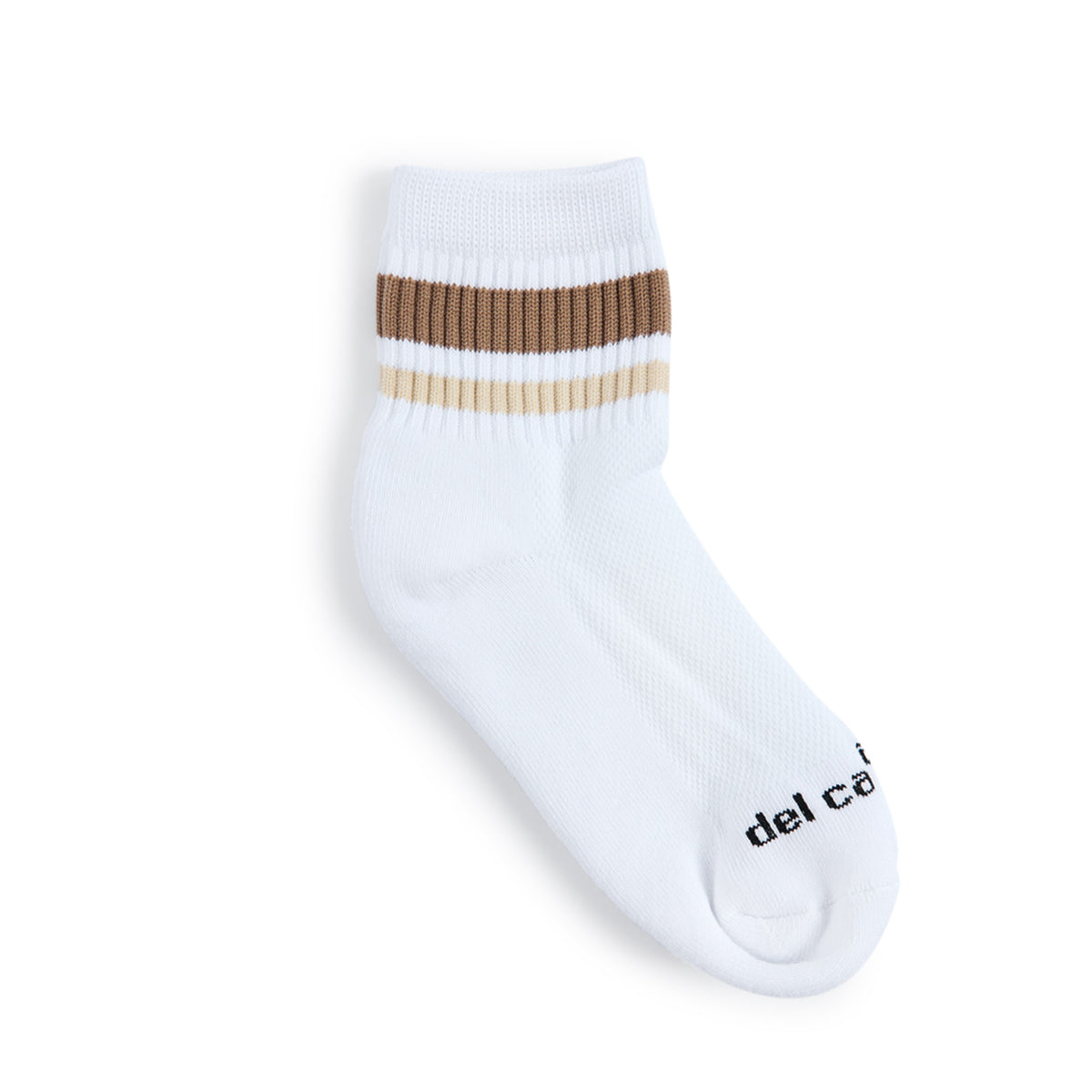 Del Campo Coffee Stripes golf socks, flat lay