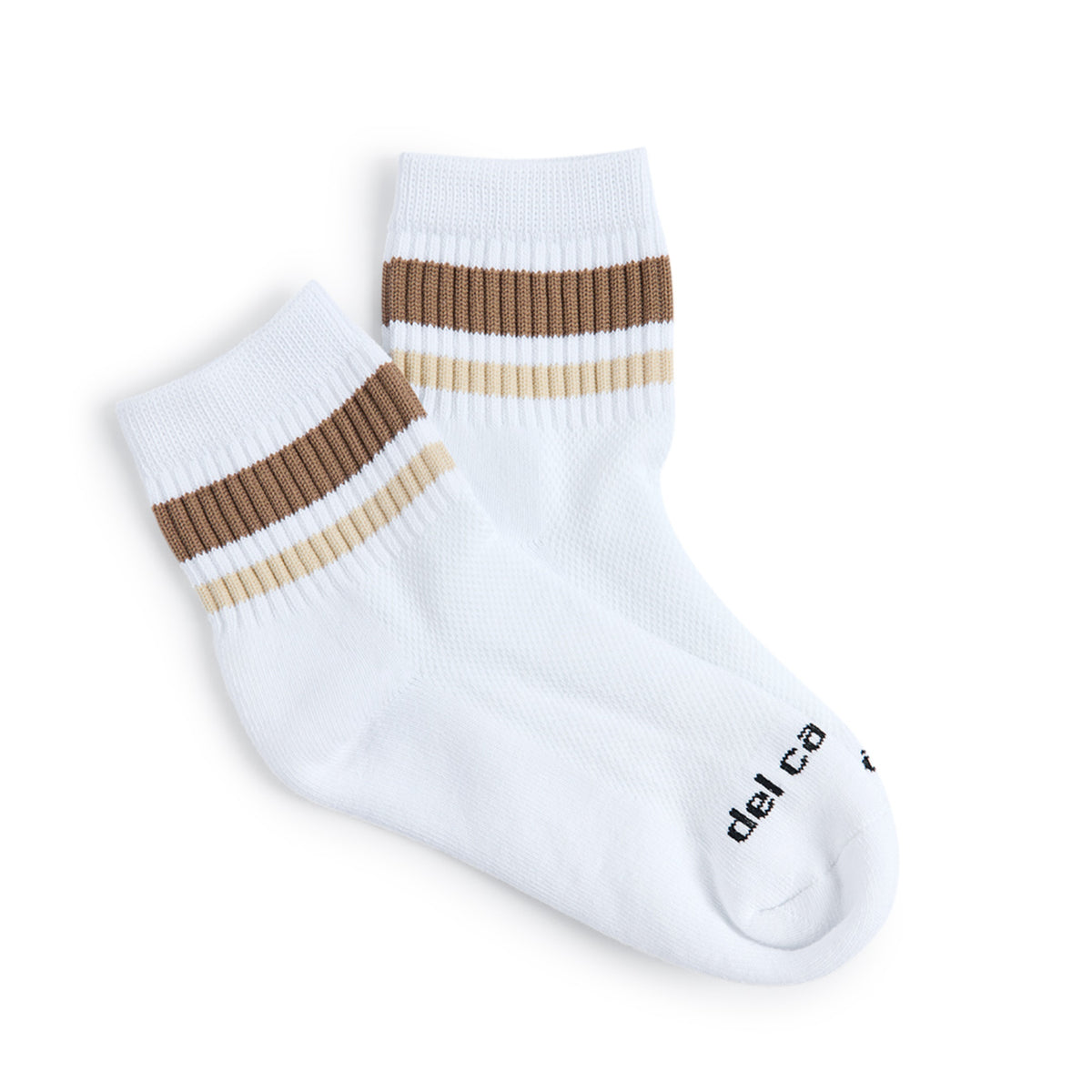 Del Campo Coffee Stripes golf socks, flat lay