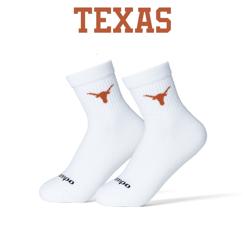 Texas Longhorns white crew socks with burnt orange logo | product, men, college