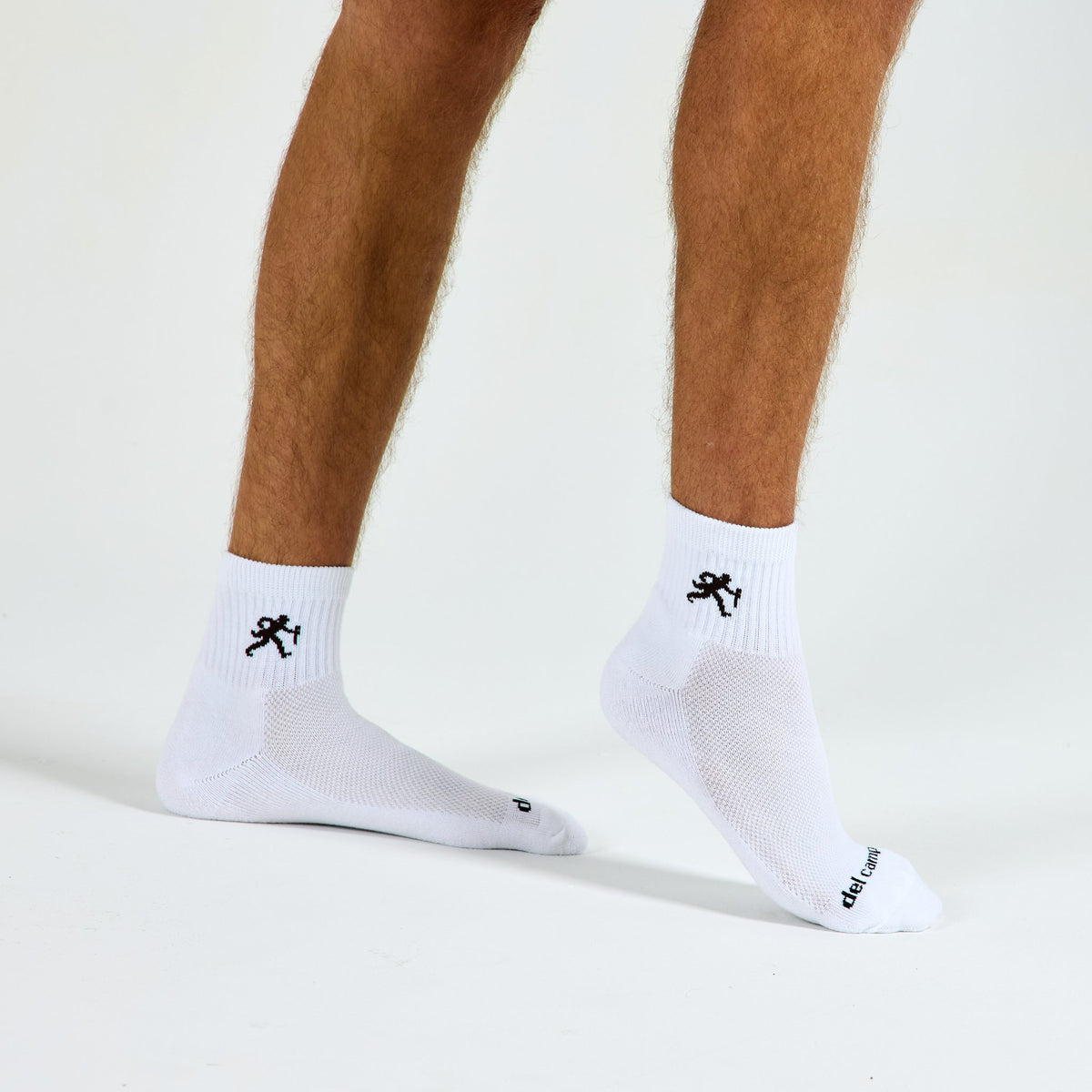 Del Campo Wake Forest Walking Deacon golf socks on a male model in studio