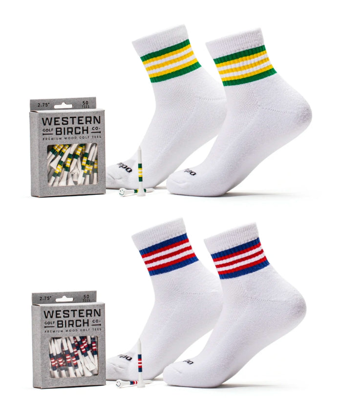 Custom Western Birch logo golf socks by Del Campo