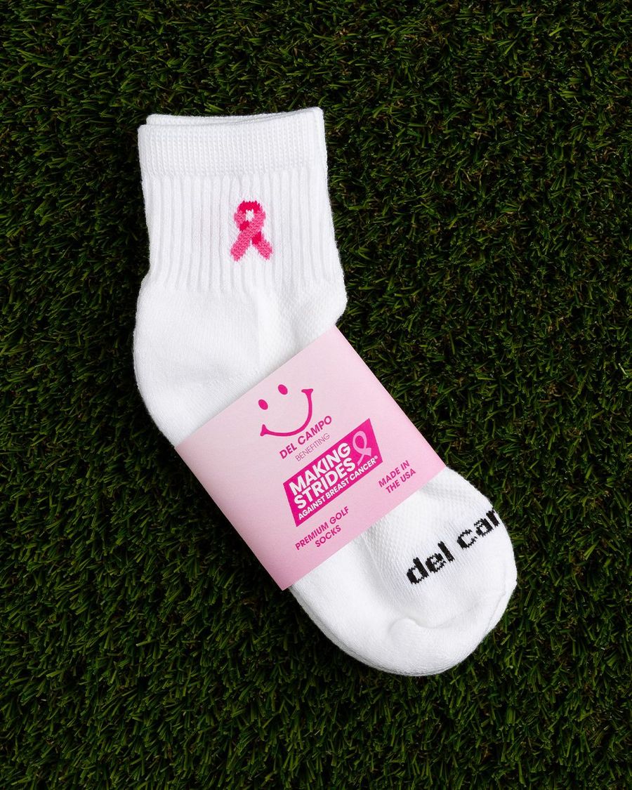 Custom Making Strides Against Breast Cancer logo golf socks by Del Campo