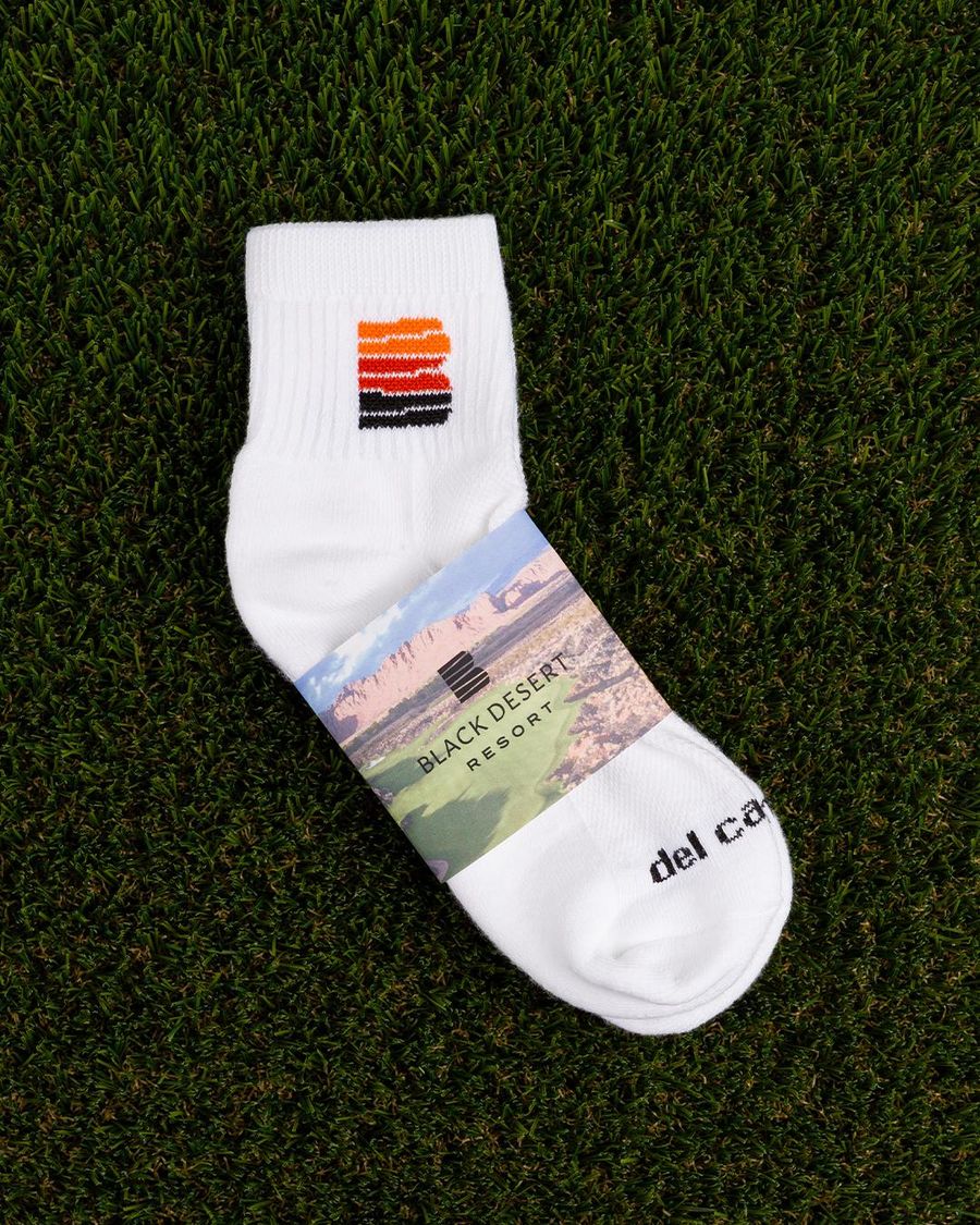 Custom Black Desert Resort logo golf socks by Del Campo