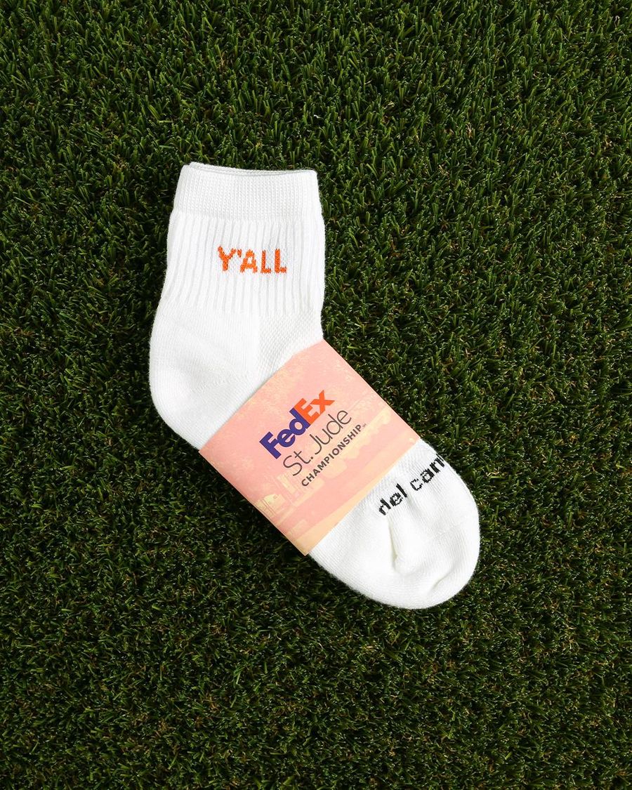 Custom FedEx St. Jude Championship logo golf socks by Del Campo