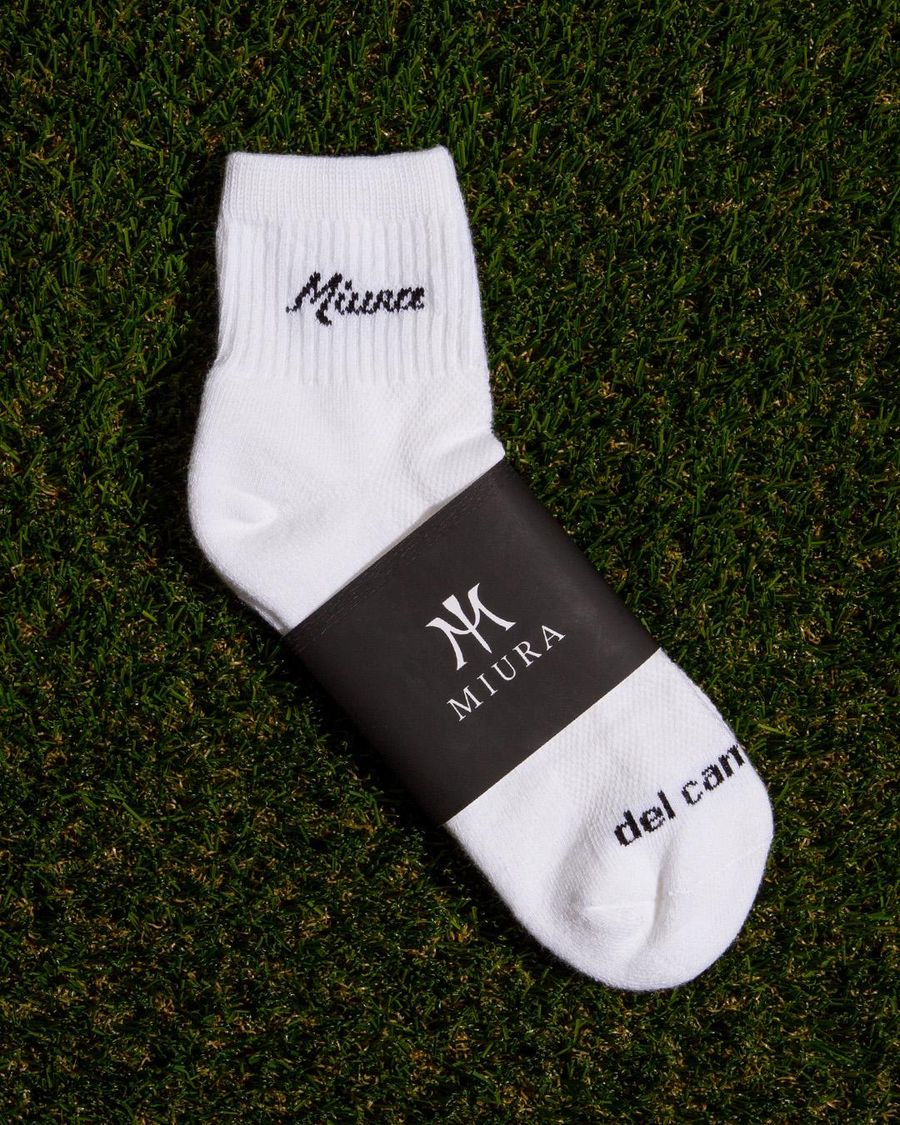Custom Miura logo golf socks by Del Campo
