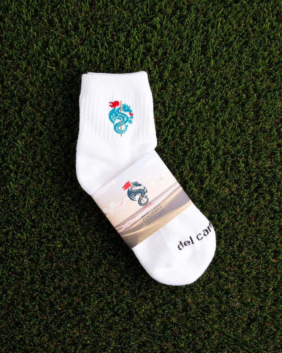 Custom Monterey Peninsula CC logo golf socks by Del Campo